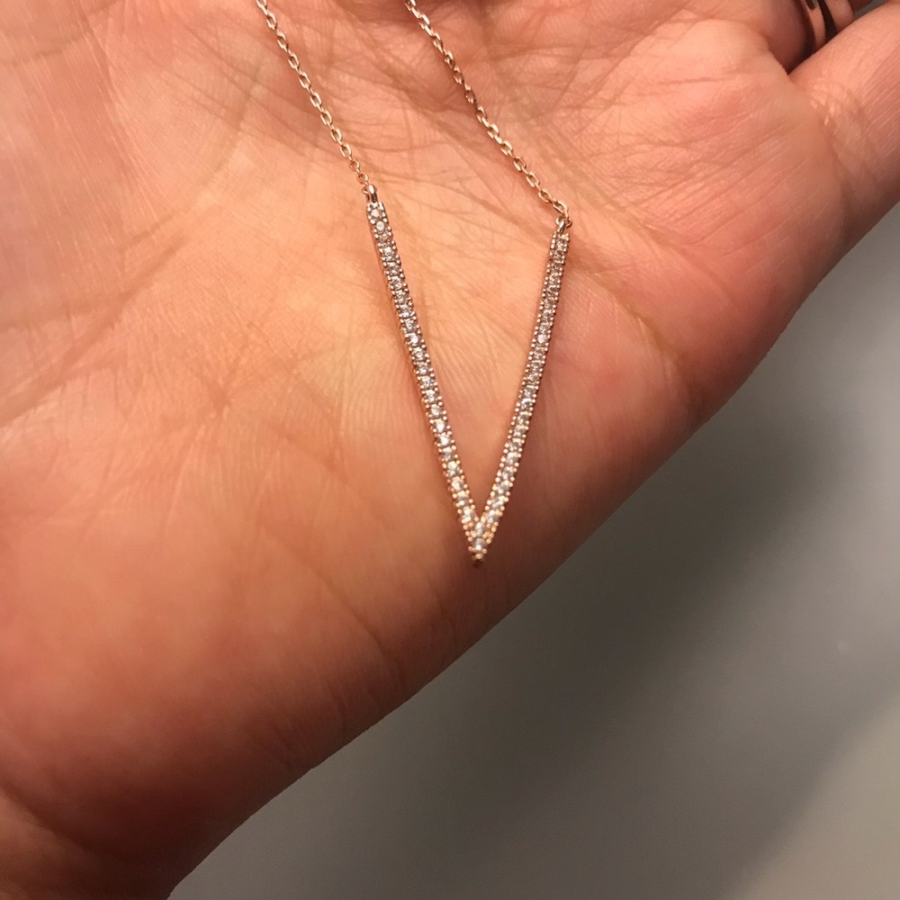 Rose Gold Tone Pave Necklace